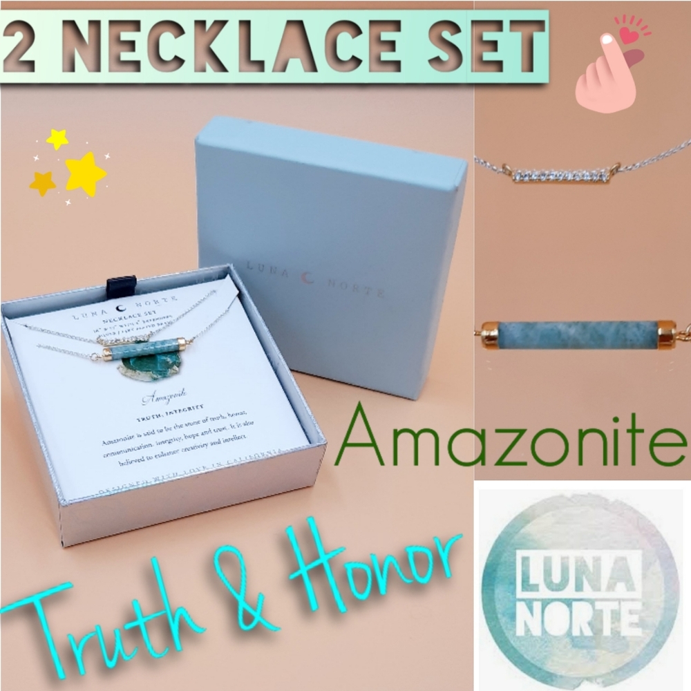 Luna Norte 2 Necklace Set Amazonite Healing Stones